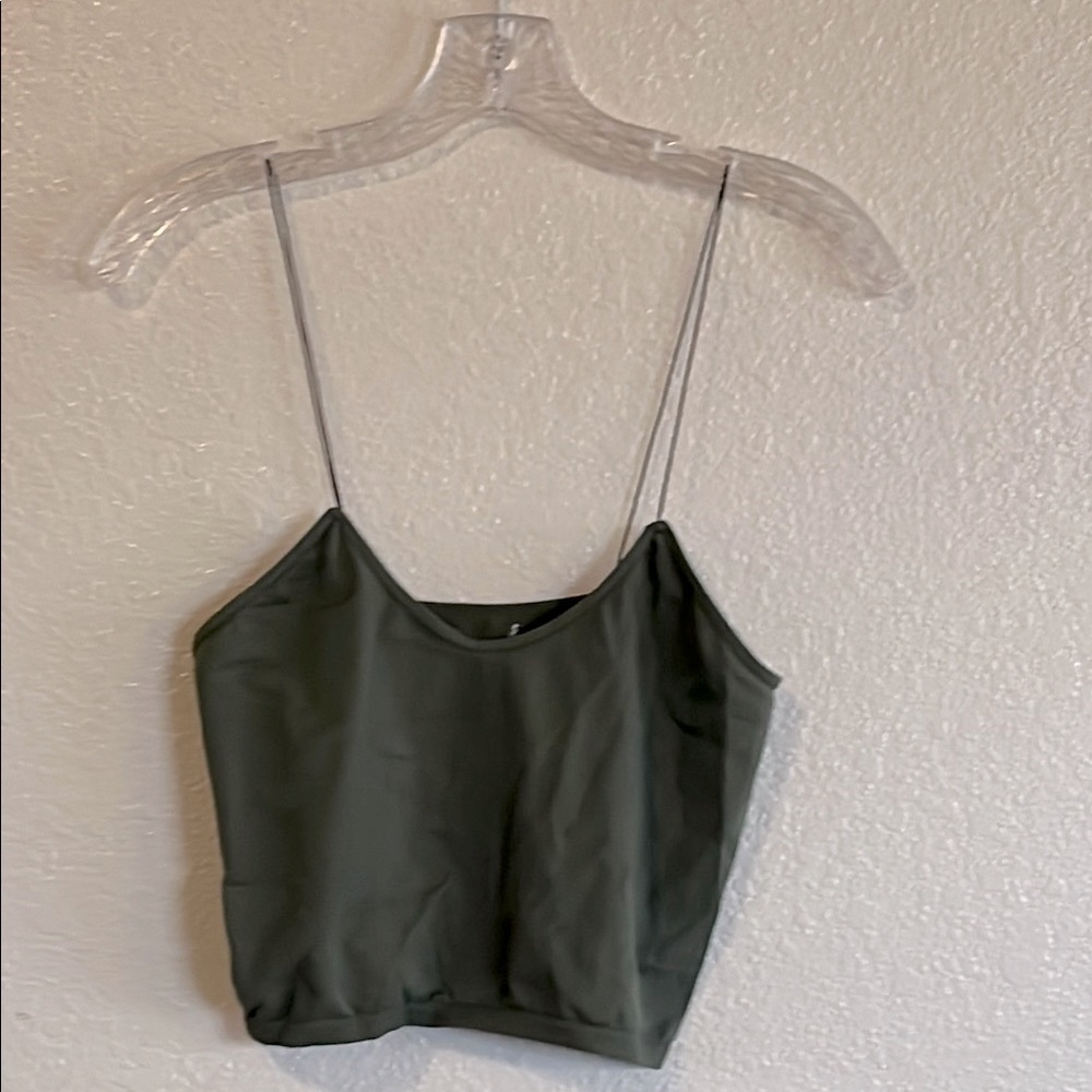 Free People Green Fitted Crop Camisole